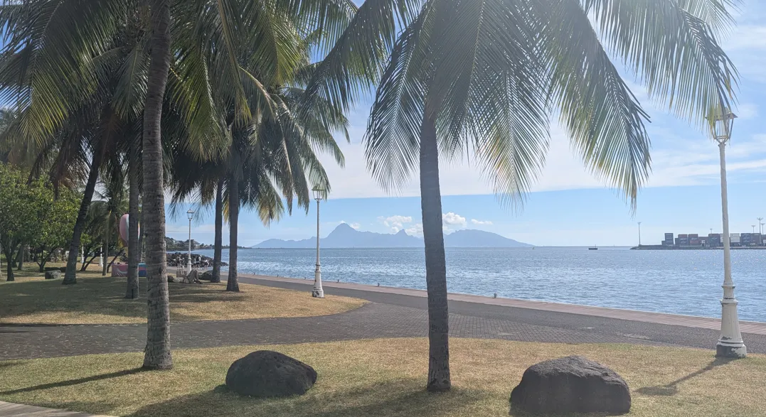 Papeete, Tahiti - View of Moorea from Tahiti.