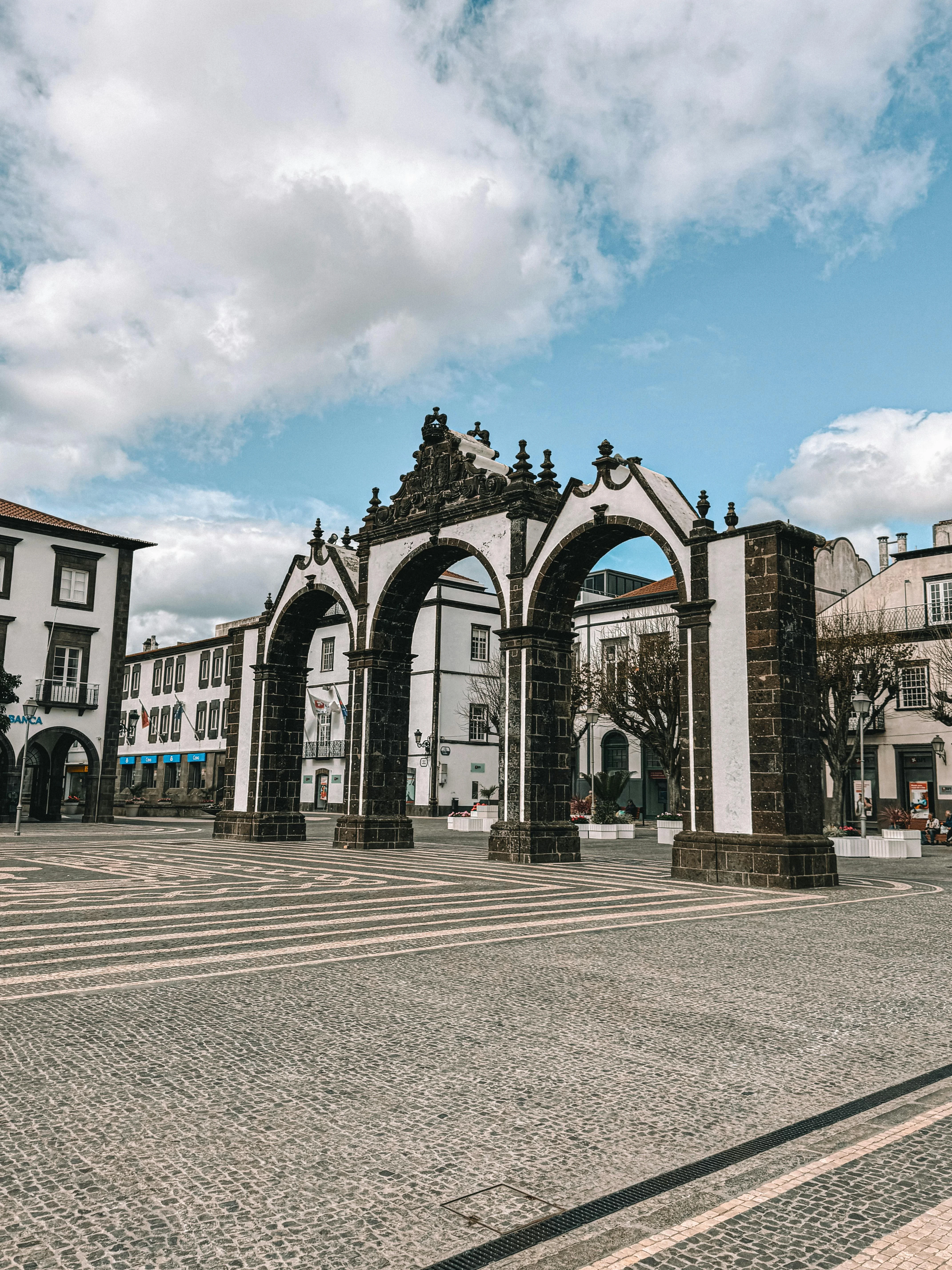 The Portas da Cidade in Ponta Delgada, the ceremonial arches that face every departing ship.