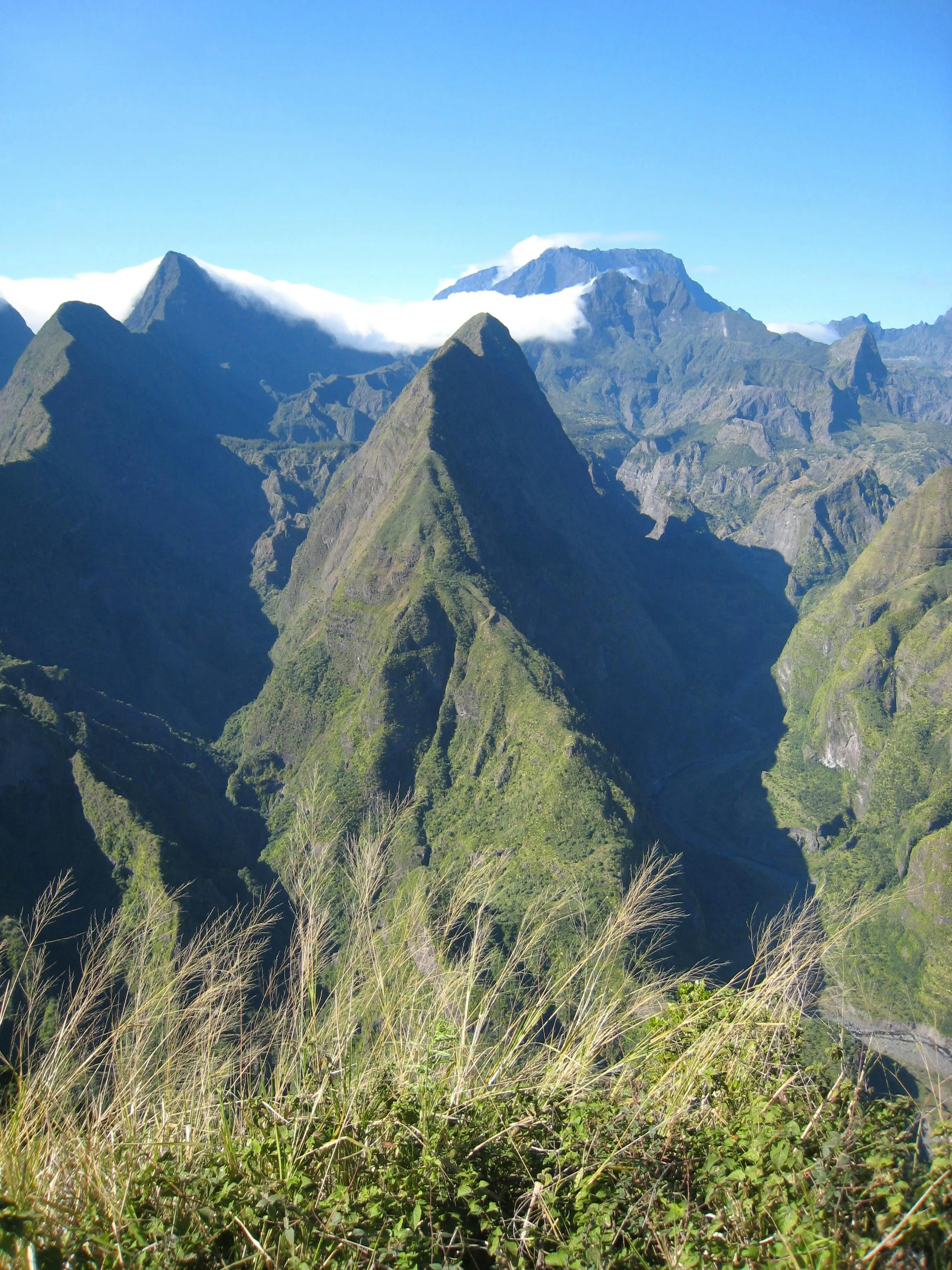 The steep volcanic peaks of Réunion, the EU's wildest Indian Ocean outpost.