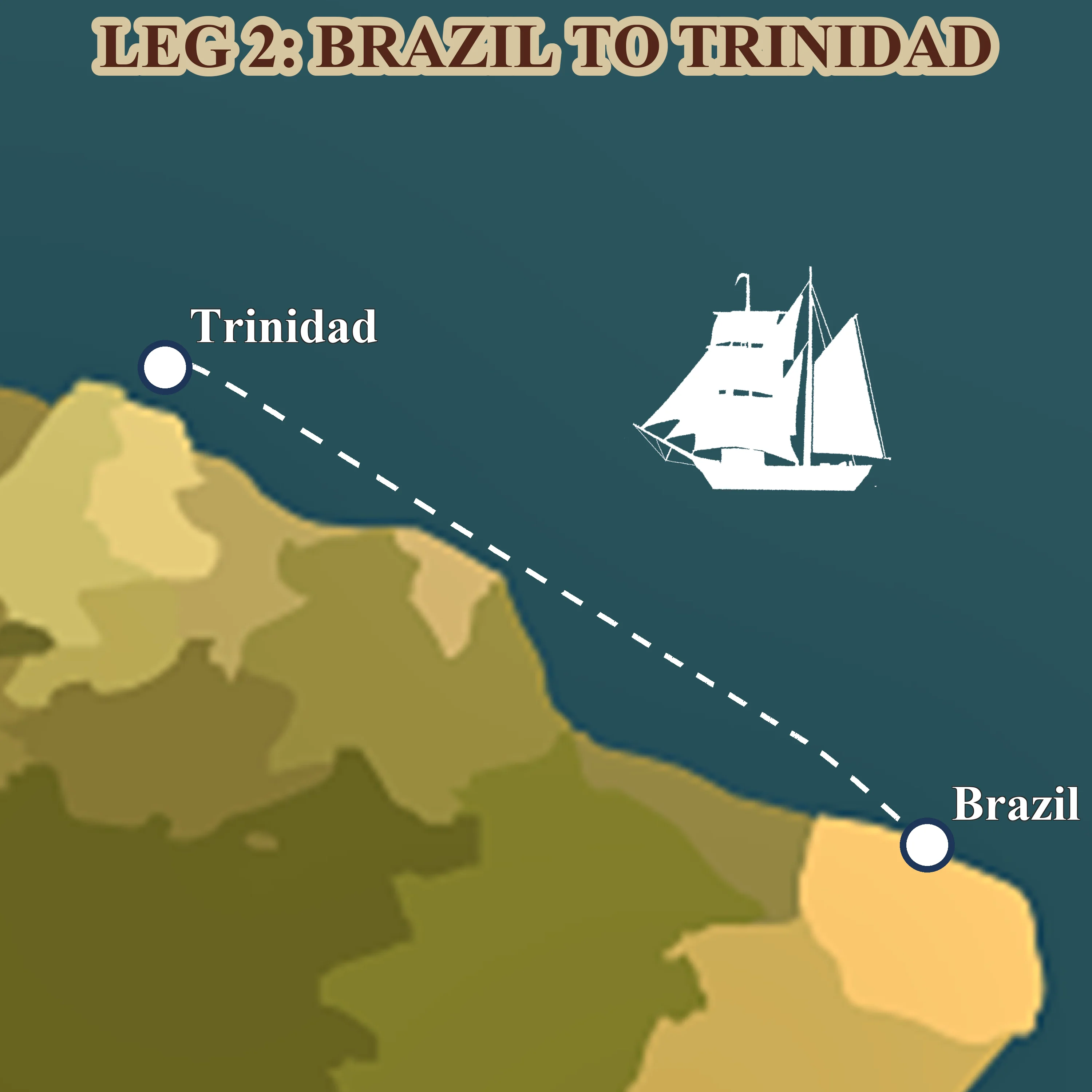 Route map for Leg 6: from Fortaleza to Trinidad along South America