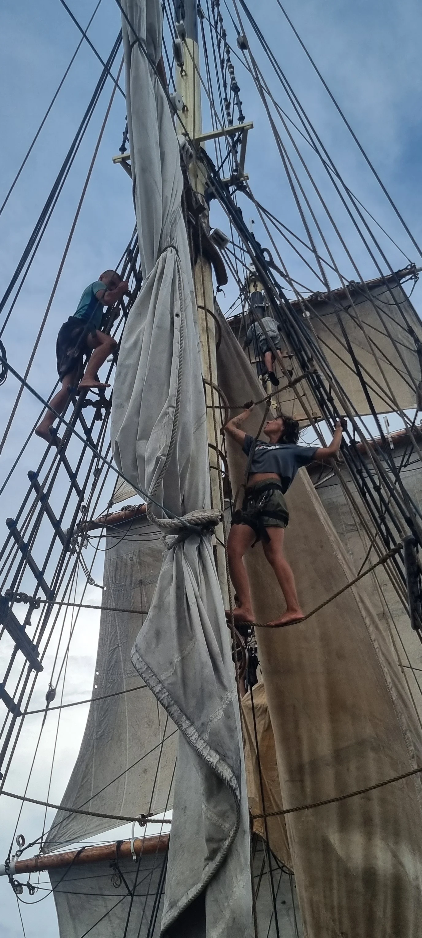 Young crew on deck of Brigantine NEPTUN